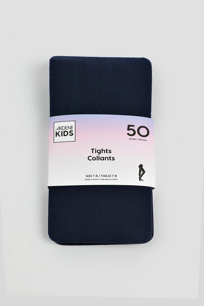 Ardene Kids Opaque Tights in Dark Blue | Size | Nylon/Spandex