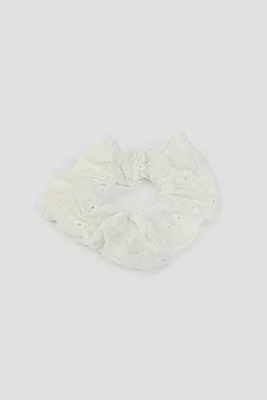 Ardene XL Broderie Anglaise Scrunchie in White