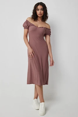 Ardene Midi Peasant Dress in | Size | Polyester/Elastane
