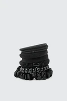 Ardene 8-Pack Assorted Hair Elastics in Black