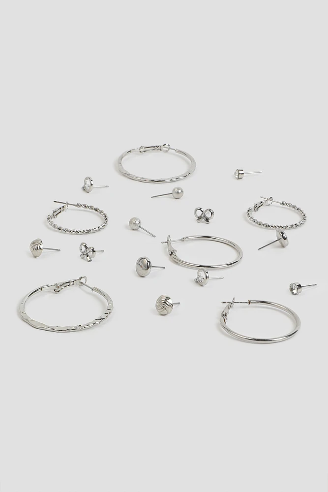 Ardene -Pack Assorted Stud & Hoop Earrings in Silver | Stainless Steel