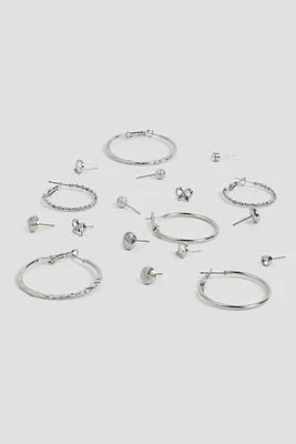 Ardene -Pack Assorted Stud & Hoop Earrings in Silver | Stainless Steel