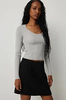 Ardene Crop Scoop Neck Sweater in Light Grey | Size | Polyester/Nylon/Viscose