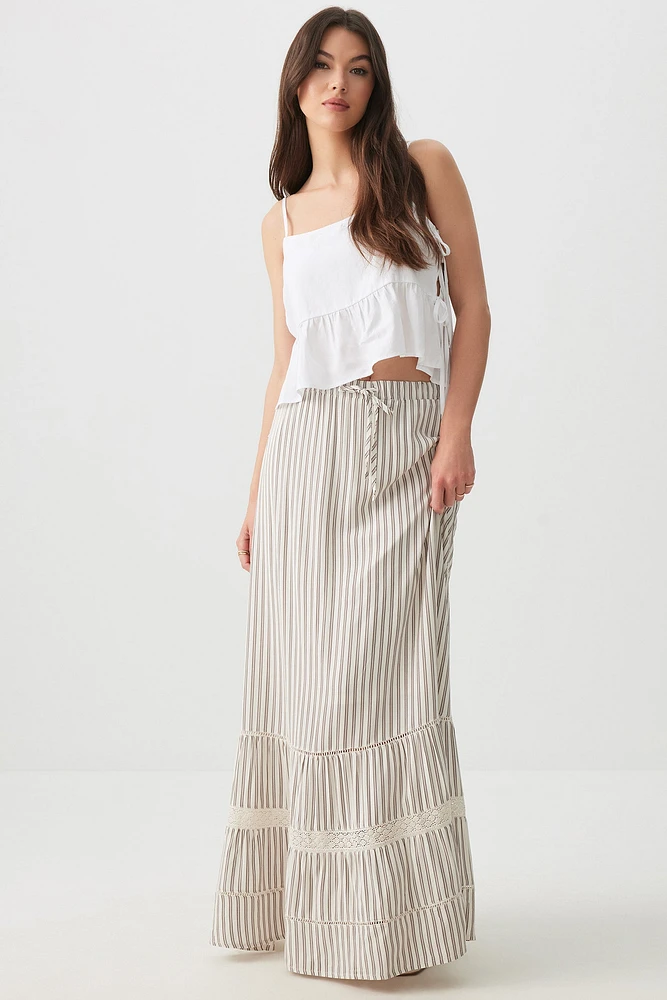 Ardene Maxi Tiered Skirt in Beige | Size | 100% Viscose