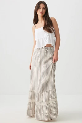 Ardene Maxi Tiered Skirt in Beige | Size | 100% Viscose