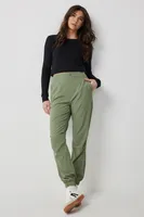 Ardene Smooth Stretch Cargo Sweatpants in Khaki | Size | Polyester/Elastane