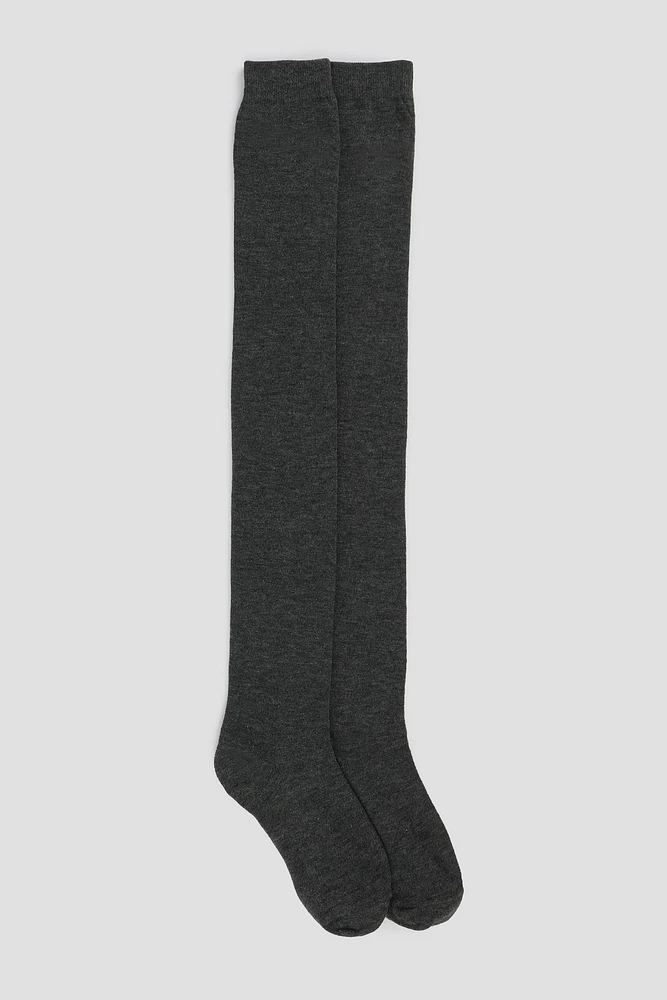 Ardene Over-the-Knee Socks in Dark Grey | Polyester/Spandex