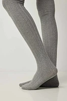 Ardene Cable Knit Over-the-Knee Socks in Grey | Polyester/Spandex