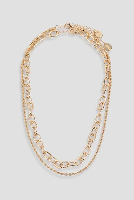 Ardene Two-Row Twisted Chain Link Necklace in Gold