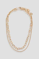 Ardene Two-Row Twisted Chain Link Necklace in Gold