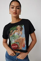 Ardene Coke Poster Boxy T-Shirt in Black | Size