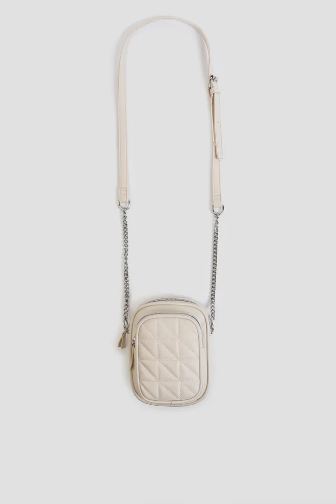 Ardene Two-Compartment Phone Bag in White | Faux Leather/Polyester