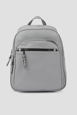 Ardene Large Faux Leather Backpack in Grey | Faux Leather/Polyester