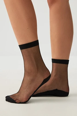 Ardene Sheer Mesh Demi Crew Socks in | Polyester/Spandex/Cotton