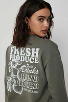 Ardene French Terry Graphic Sweatshirt in Dark Green | Size | Polyester/Cotton