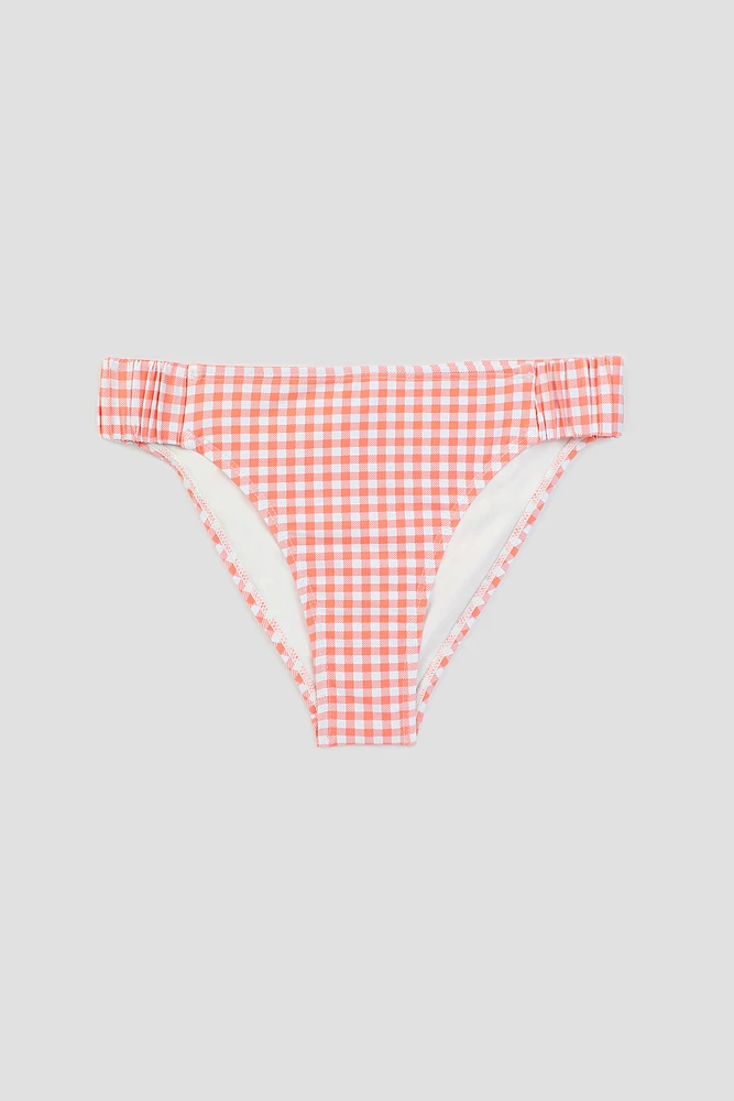 Ardene Gingham Swim Bottom in Orange | Size | Polyester/Nylon/Elastane | Microfiber