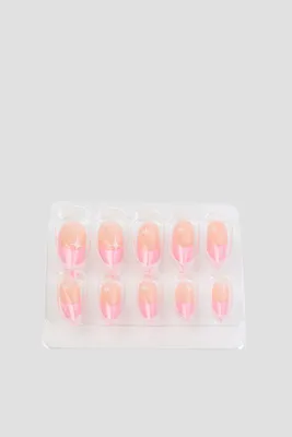 Ardene Pink Tip Almond Shaped Fake Nails