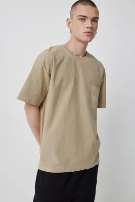 Ardene Man Destination Crew Neck T-Shirt For Men in Beige | Size | 100% Cotton
