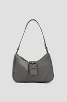 Ardene Baguette Bag with Buckle in Dark Grey | Faux Leather/Polyester