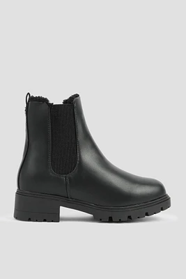 Ardene Warm-Lined Chelsea Boots in Black | Size | Faux Leather/Faux Suede | Eco-Conscious