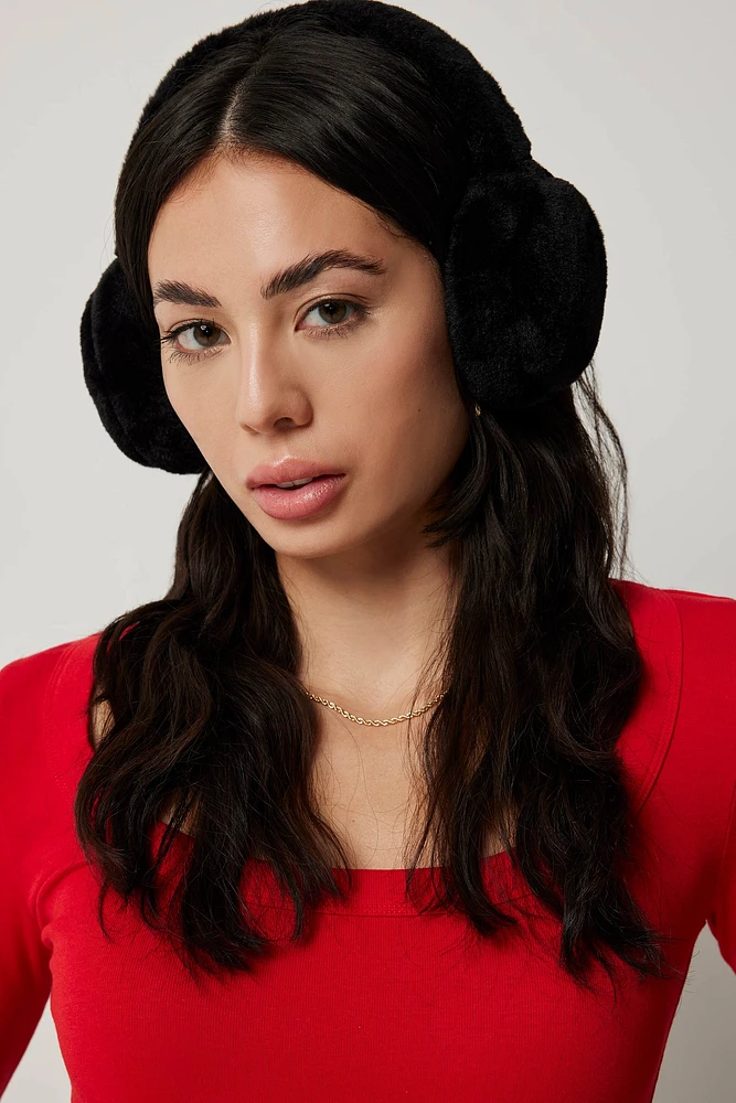 Ardene Faux Fur Earmuffs in Black