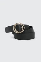 Ardene Double Circle Belt in Black | Size | Faux Leather