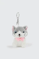 Ardene Plush Dog Keychain in Grey