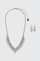 Ardene Ornate Necklace & Earring Set in Gold | Stainless Steel