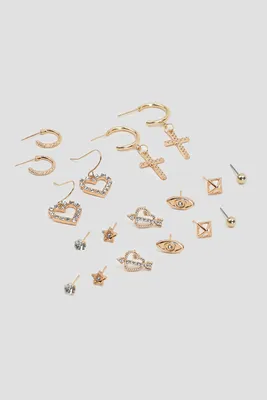 Ardene 9-Pack Assorted Earrings in Gold | Stainless Steel