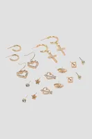 Ardene 9-Pack Assorted Earrings in Gold | Stainless Steel