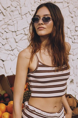 Ardene Terry Cloth Tank Top in Brown | Size | Polyester/Cotton