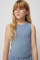 Ardene Kids Crew Neck Tank Top in Medium Blue | Size | Spandex/Cotton