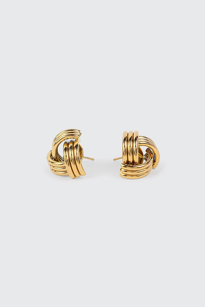 Ardene Stainless Steel Knotted Stud Earrings in Gold