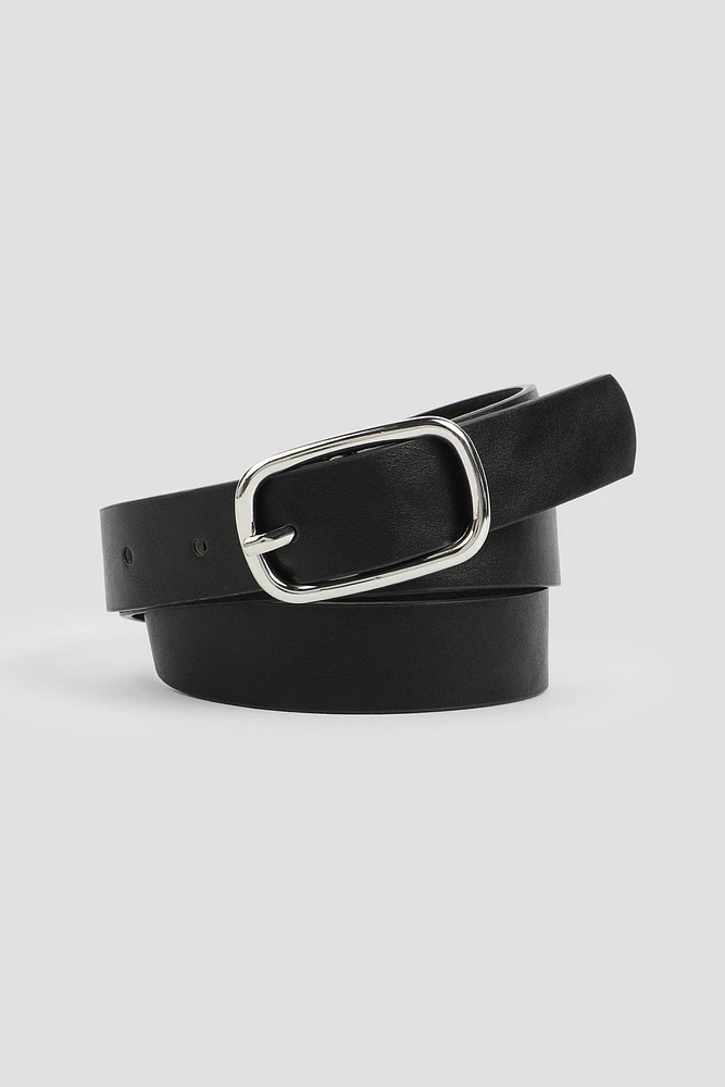 Ardene Oblong Buckle Faux Leather Belt in | Size