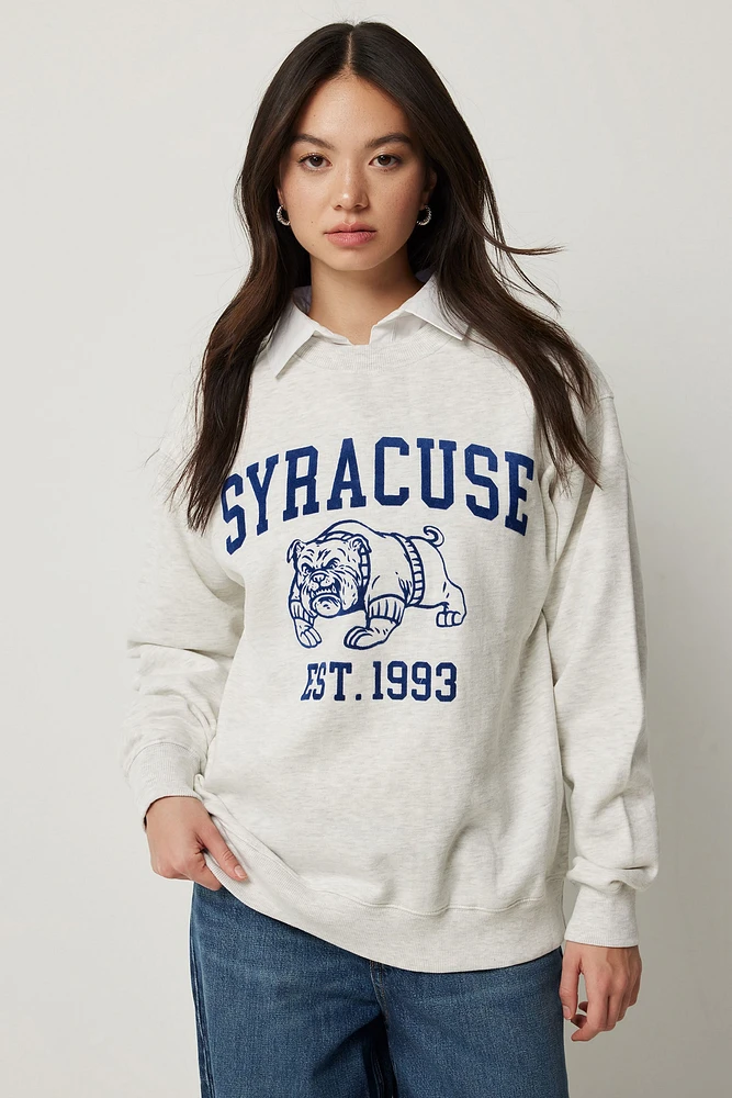 Ardene Graphic Sweatshirt in Light Grey | Size | Polyester/Cotton | Fleece-Lined