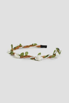 Ardene Floral Headband in White | Polyester