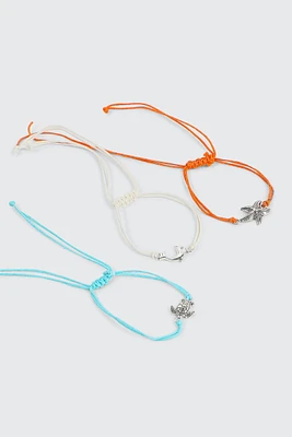Ardene 3-Pack of Sea Creature Anklets in Orange