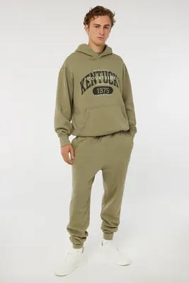 Ardene Destination Sweatpants in Beige, Size, Polyester/Cotton, Fleece- Lined