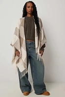 Ardene Large Check Shawl in Beige | Polyester