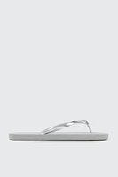Ardene Shiny Flip-Flops Sandals in Silver | Size | Eco-Conscious