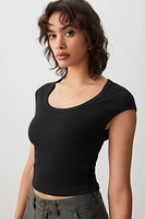 Ardene Scoop Neck Crop T-Shirt in | Size | Cotton/Elastane