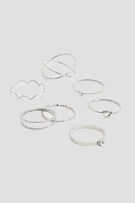 Ardene 10-Pack Thin Silver Tone Rings | Size Small