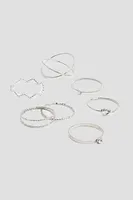 Ardene 10-Pack Thin Silver Tone Rings | Size Small