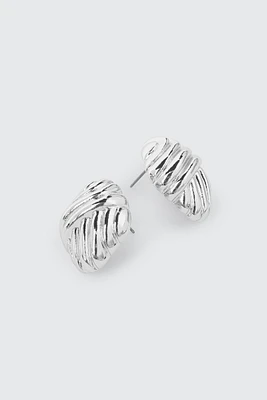 Ardene Knotted Stud Earrings in Silver | Stainless Steel