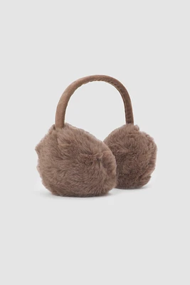 Ardene Brown Faux Fur Earmuffs | Polyester