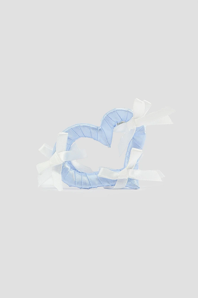 Ardene Heart Hair Claw with Bows in Light Blue