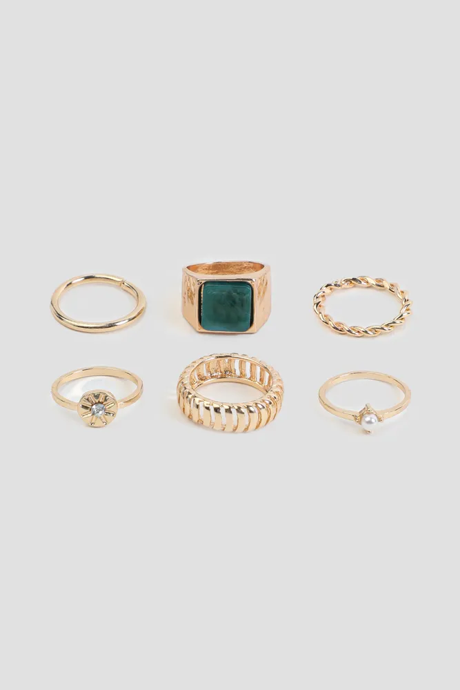 Ardene 6-Pack Assorted Gold Rings | Size Small