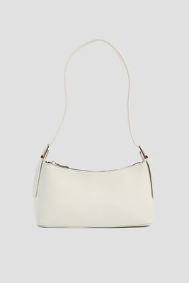 Ardene Faux Leather Baguette Bag in White | Faux Leather/Polyester