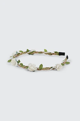 Ardene Floral Headband in White | Polyester