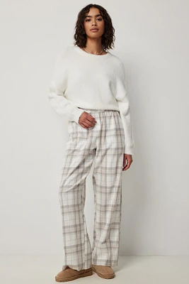 Ardene Printed Flannel PJ Pants in White | Size | 100% Cotton